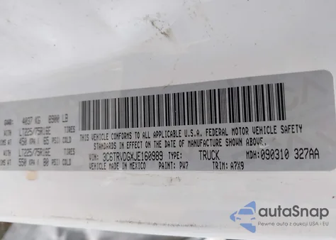 2018 Ram Promaster 2500 High Roof 159 Wb z USA, uszkodzony, nr VIN 3C6TRVDGXJE160989